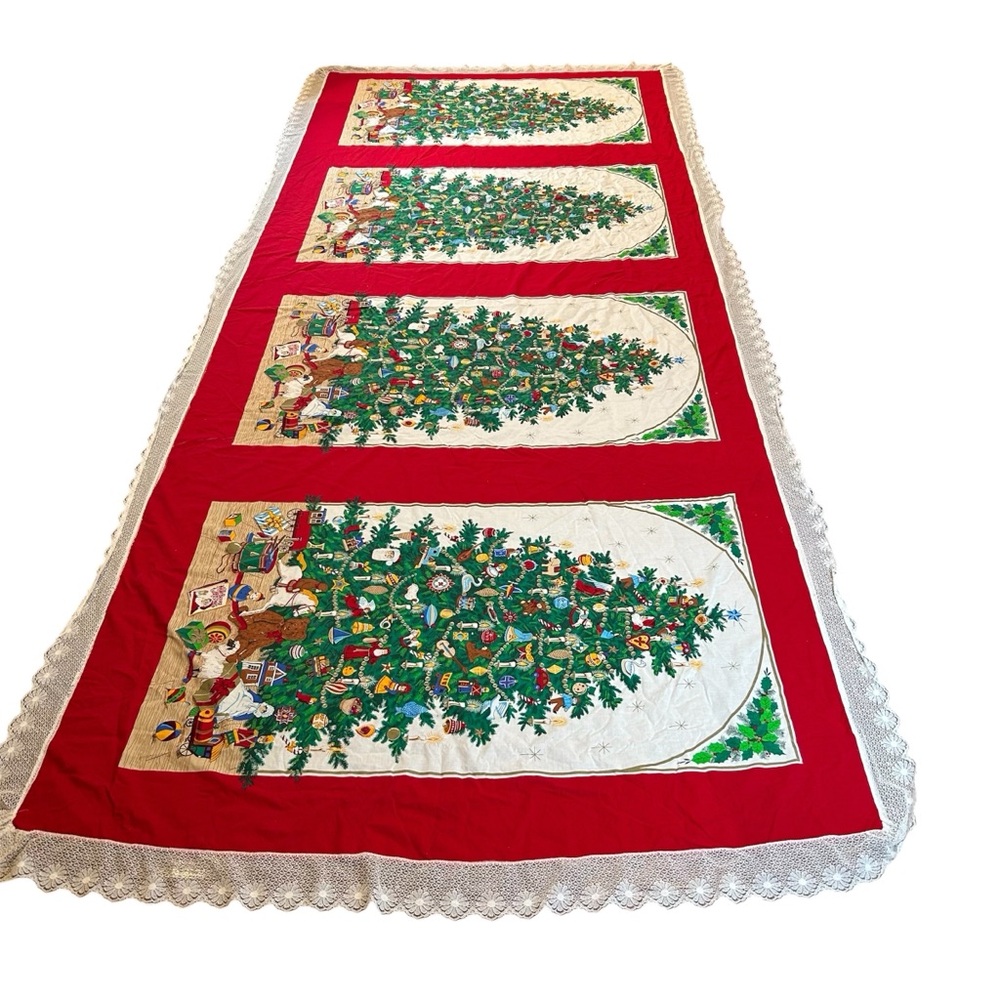 VTG Christmas Banquet Tablecloth VIP Cranston Night Before Christmas 5’ x 12’